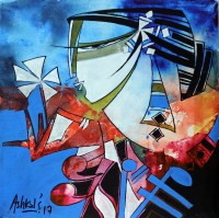 Ashkal,12 x 12 Inch, Acrylic on Canvas, Figurative Painting, AC-ASH-175